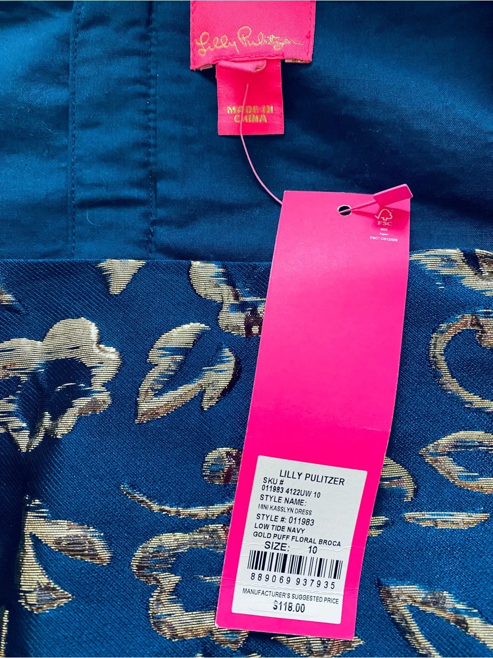 NWT Lilly Pulitzer  Mini Kasslyn Navy Floral Puff-Sleeve Girls' Dress